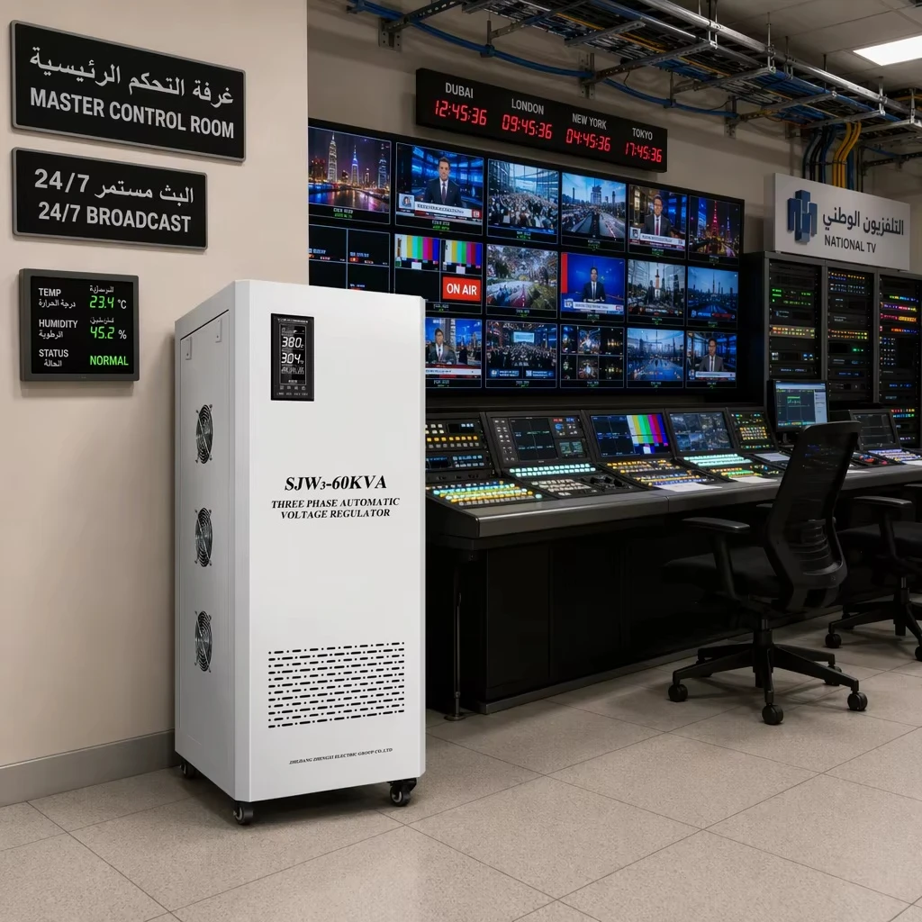 Intelligent Voltage Stabilizer 60KVA 80KVA 100KVA Three Phase 380V for Broadcasting TV Station Studio Equipment