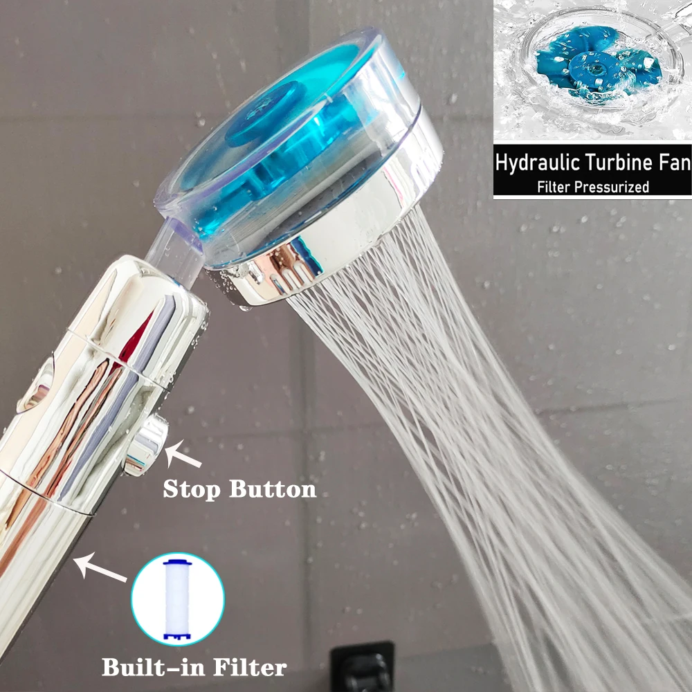 High Pressure Shower Head 360 Rotating with Fan Filter Spray Nozzle Massage Large Flow Rainfall Shower Head Bathroom Accessories