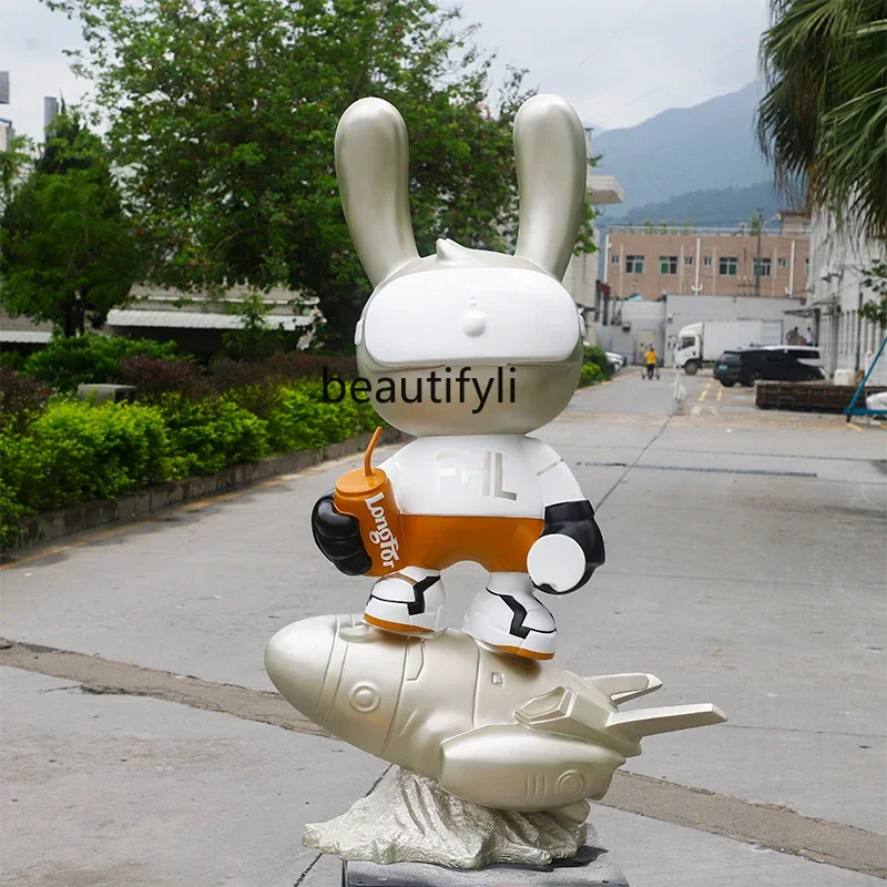 Outdoor clock in IP doll ornament FRP sculpture shopping mall lobby art installation landscape modeling decoration