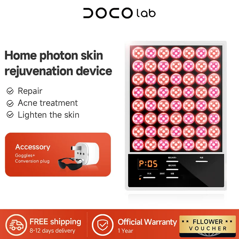 DOCO Blue Red Light Therapy Device 3-In-1 Anti-Aging & Acne Treatment For Face LED Mask Phototherapy Beauty Instrument