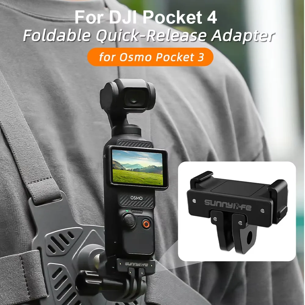

For DJI Pocket 4/3 Sunnylife Quick Release Adapter Foldable Extension Mount Bracket with 1/4" Screw Hole Tripod Adapter cameras