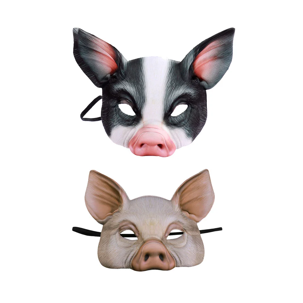 

2 Pcs Halloween Mask Realistic Pig Half Face Animal for Adult Scary Party Dancing Masquerade