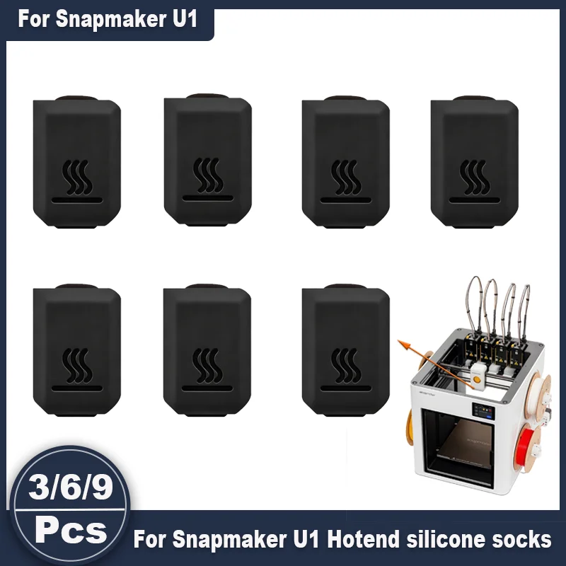 For Snapmaker U1 Silicone Socks  High-Temperature Heater Block Protector Hotend Heat Insulation Cover 3/6/9pcs 3D Printer Parts