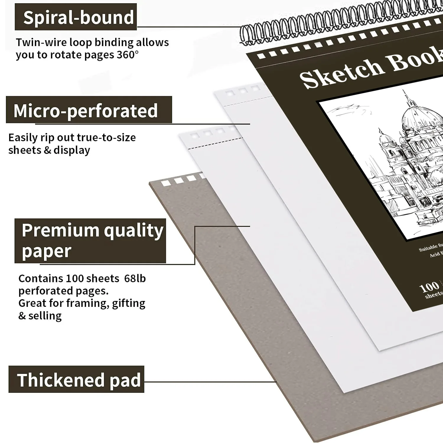Sketch book Paper Drawing Pad for Art Students Professional Sketching Notebook Stationery