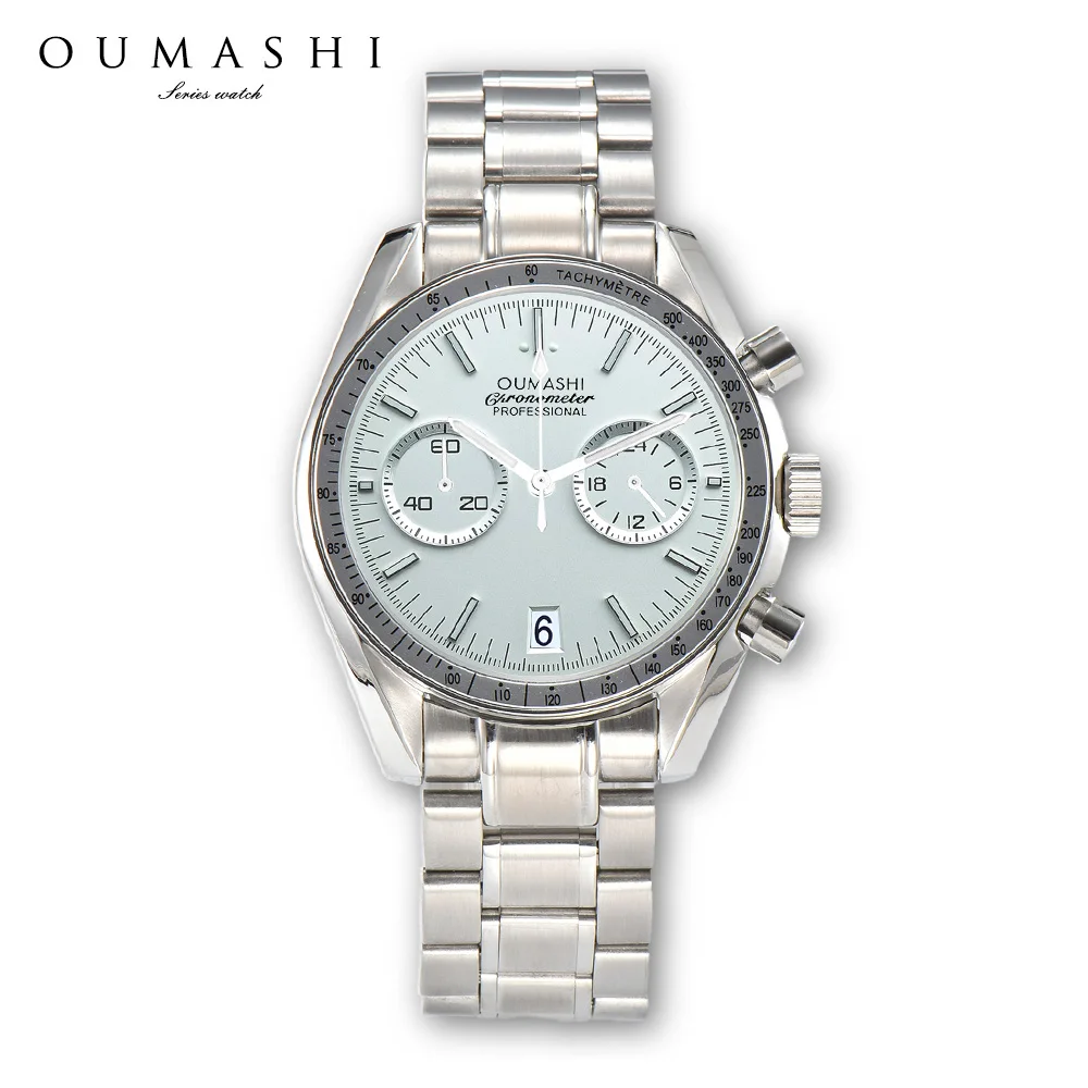 

Мужские часы 41 мм, сапфировое стекло, нержавеющая сталь, хронограф с указателем даты, водонепроницаемые, кварцевые часы, механизм VK64, часы для измерения скорости.