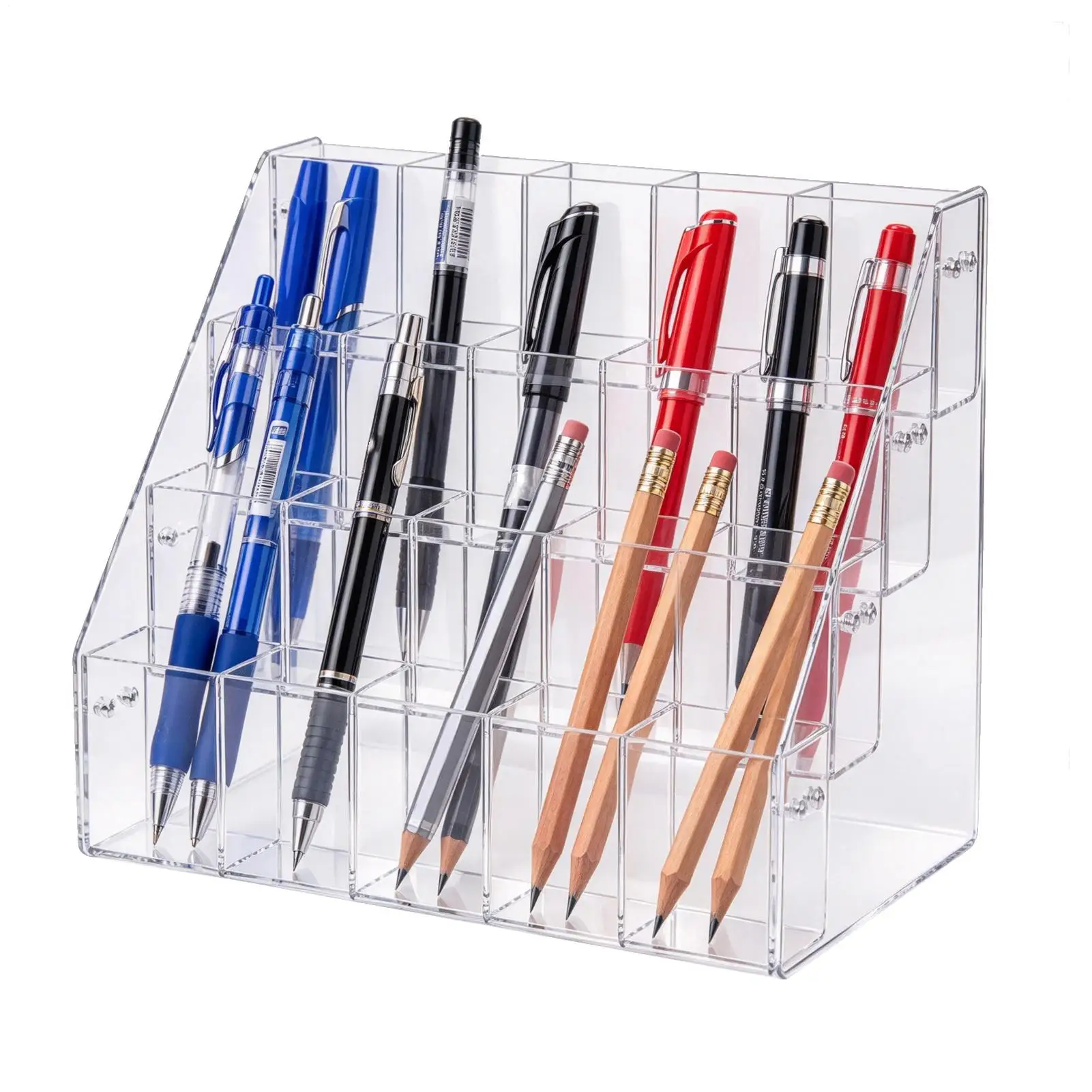 Acrylic Marker Organizer 2 Tier/4 Tier Acrylic Vertical Clear Rack Colored Pencil Organizer For Office School Teacher Student