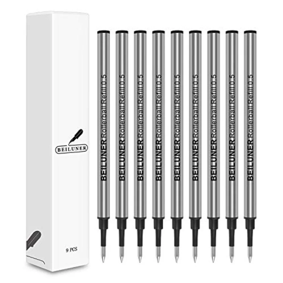 

Сменные стержни 0,5 мм, совместимые роскошные деревянные шариковые ручки, набор для письма, черные чернила, прямая вставка, 9 шт.