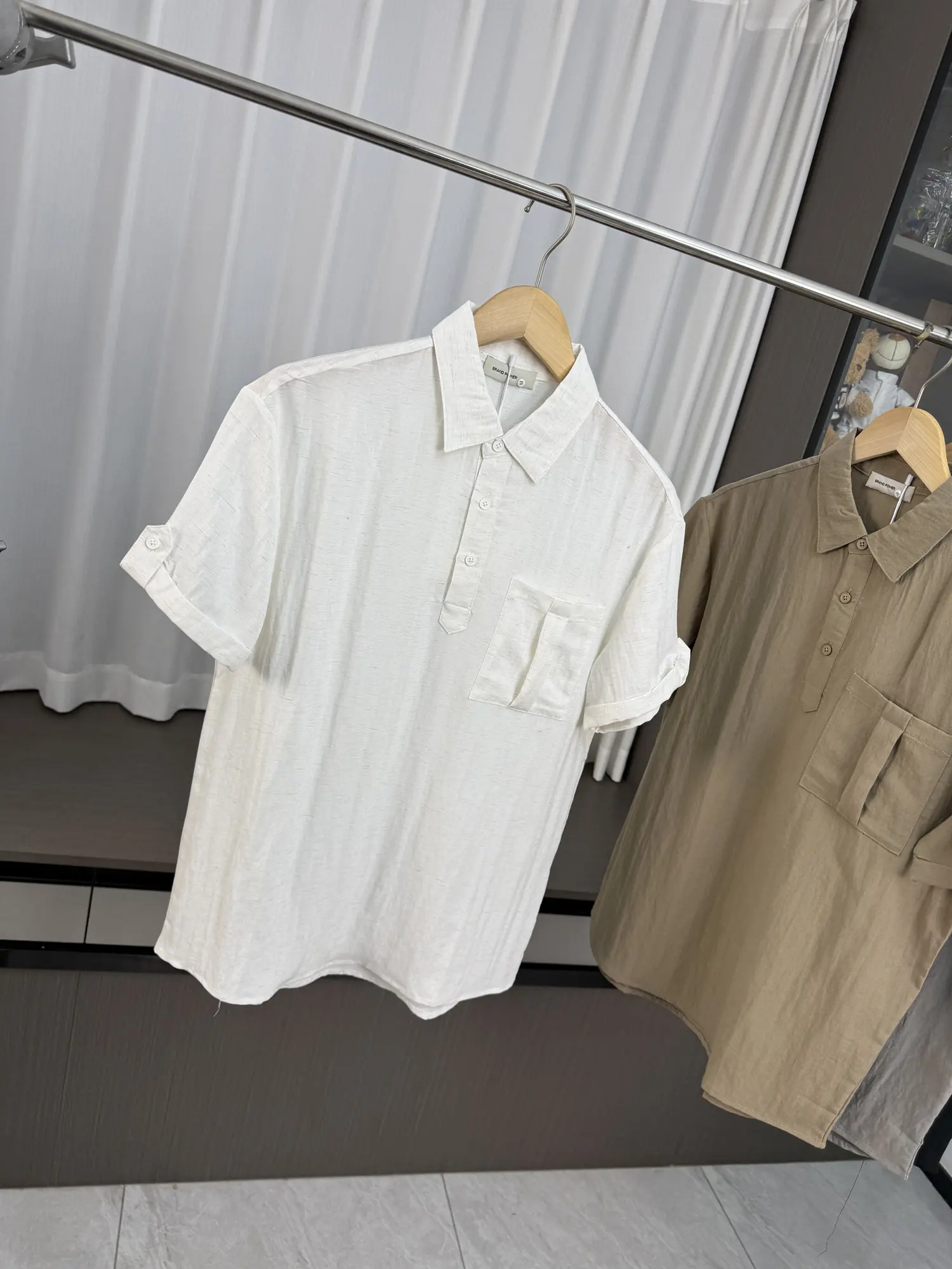 

Men's Casual Cotton Linen irt Breathable ort Sve Turn-down Collar Summer Faionable Urban Wear Stand Fit Youth Dai...