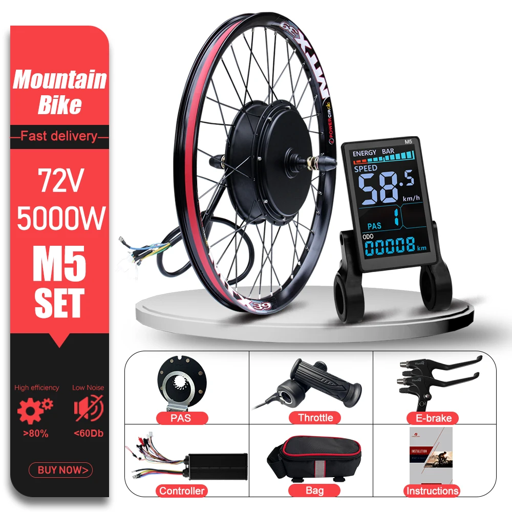 Ebike Conversie Kit 72V 5000W MTX39 Velg Achter Draaien Borstelloze Hub Motor Wiel Dropout 150mm Voor elektrische Fiets ﻿ Conversiekit