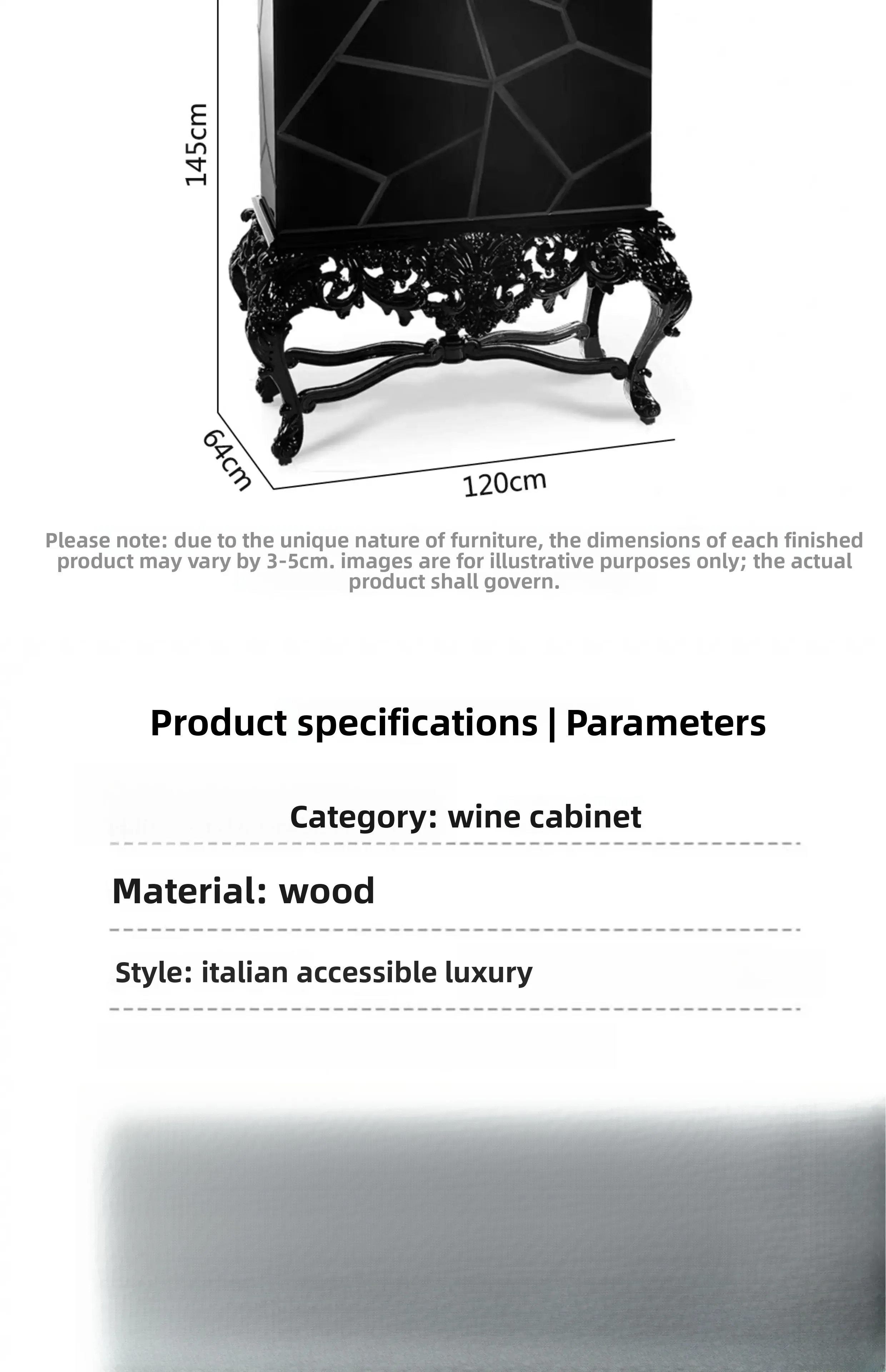 خزانة مشروبات مجوفة فاخرة وخفيفة الوزن وخزانة أنيقة ومبتكرة وخزانة جانبية لتناول الطعام مصنوعة من الخشب الصلب الفاخر