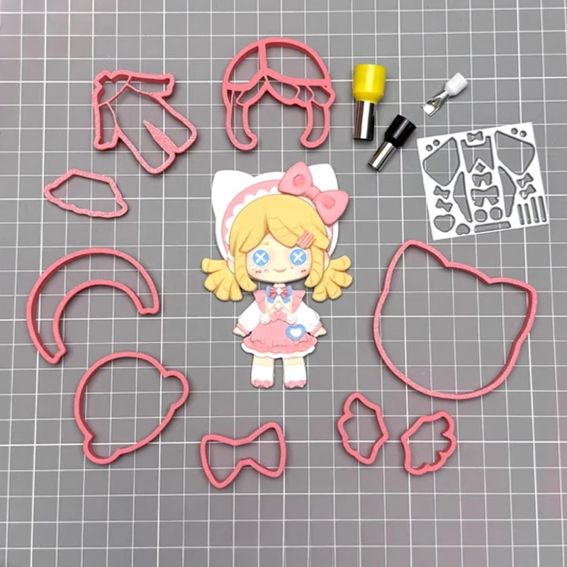 Cartoon Doll Ultra Light Clay Cutter Mold Stone Sculpture Clay Head/body Shape Cookie Shape Cutting Mold Polymer Clay Tool