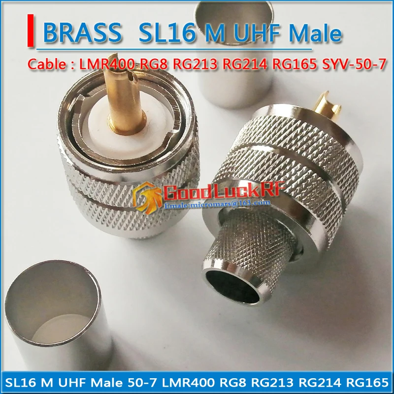 Connector Socket PL259 PL-259 SO239 SO-239 UHF Male Crimp for LMR400 RG8 RG213 RG214 RG165 7D-FB Cable RF Coaxial Adapters