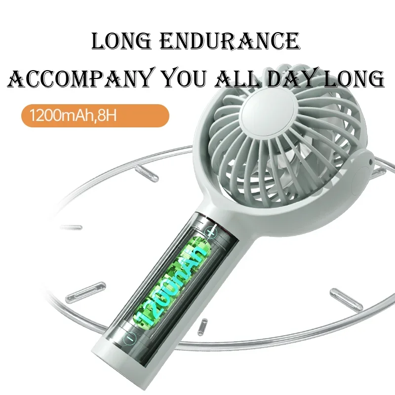 Новинка 2024, портативный мини-вентилятор с USB-портом для кондиционера, Модный ручной небольшой карманный Настольный портативный вентилятор-подставка для дома, 1200 мАч, подарок на свадьбу