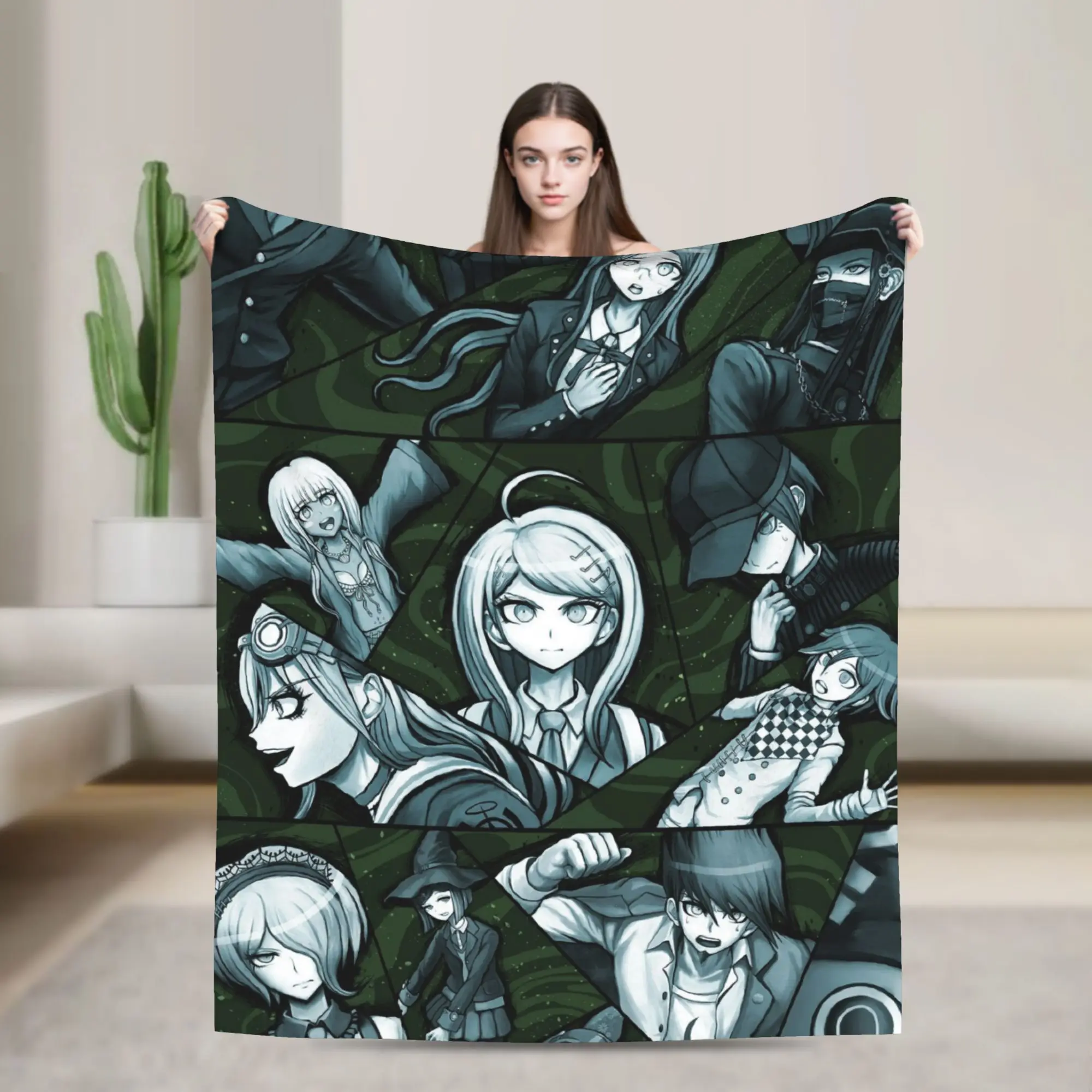 Nagito Komaeda  Flannel Blankets Winter  Warm Soft Throw Blanket for Kids Adult Bedroom Funny Bedspread Sofa Bed Cover