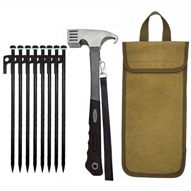 

Camping Tent Nails Ground Anchors Windproof Pegs 30cm Hammer Included Stakes Accessories Nails Outdoor Tent Camping Gear For