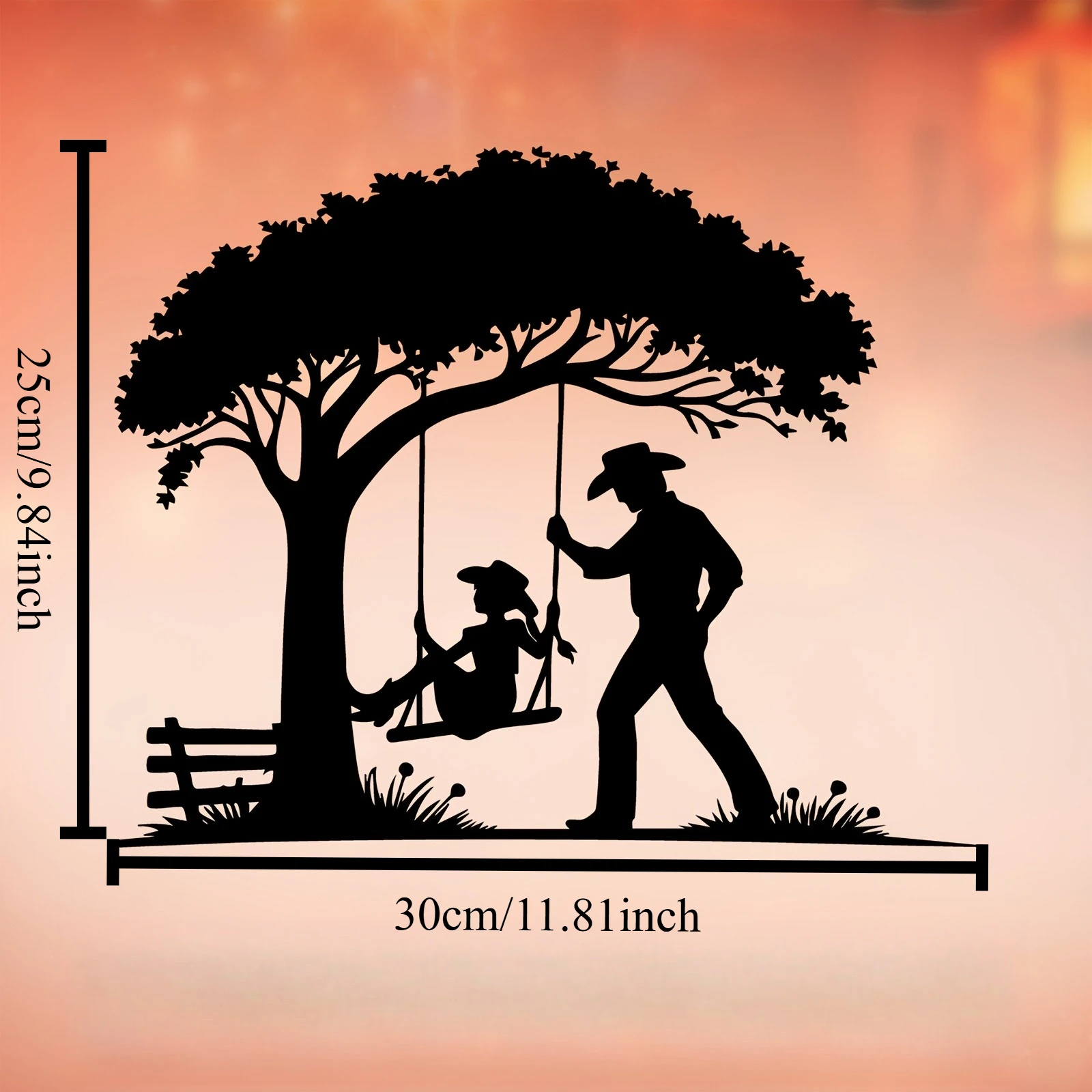 CIFBUY Wrought Iron Cowboy Kid Metal Wall Art Rustproof Weatherproof Indoor Outdoor Home Garden Decor 8x12in