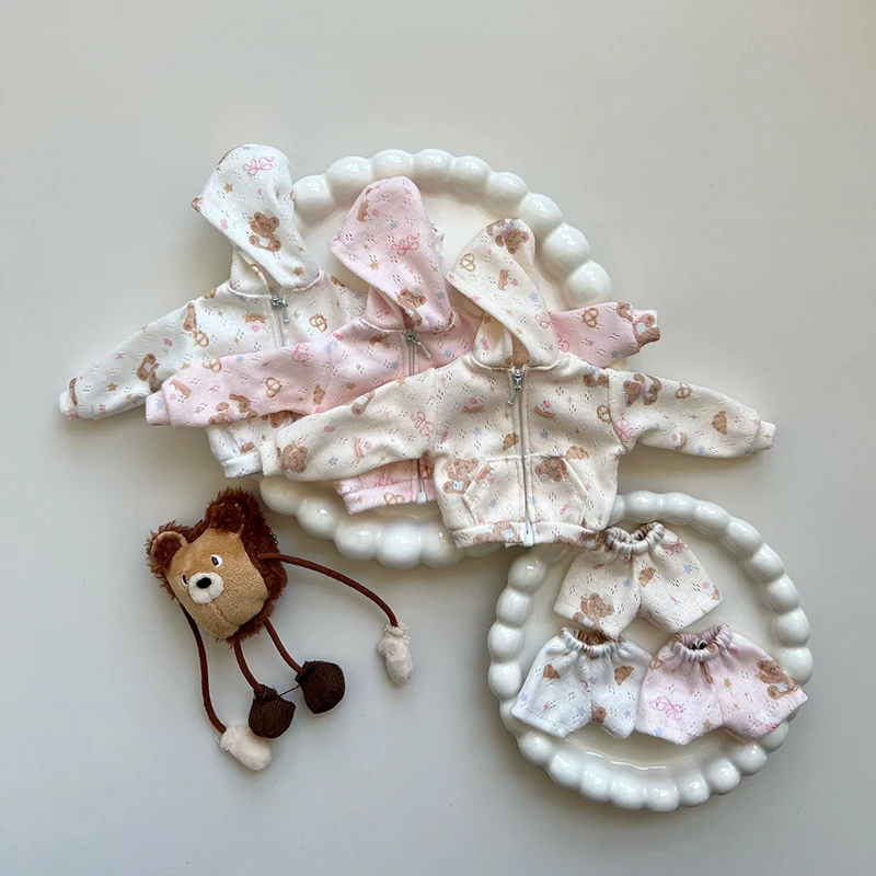 DLBell Blythe Doll Clothes Bear-print Causual Loungerwear Jacket Shorts Sportswear for Blyth OB24 22 Azone 1/6 Dolls Accessories