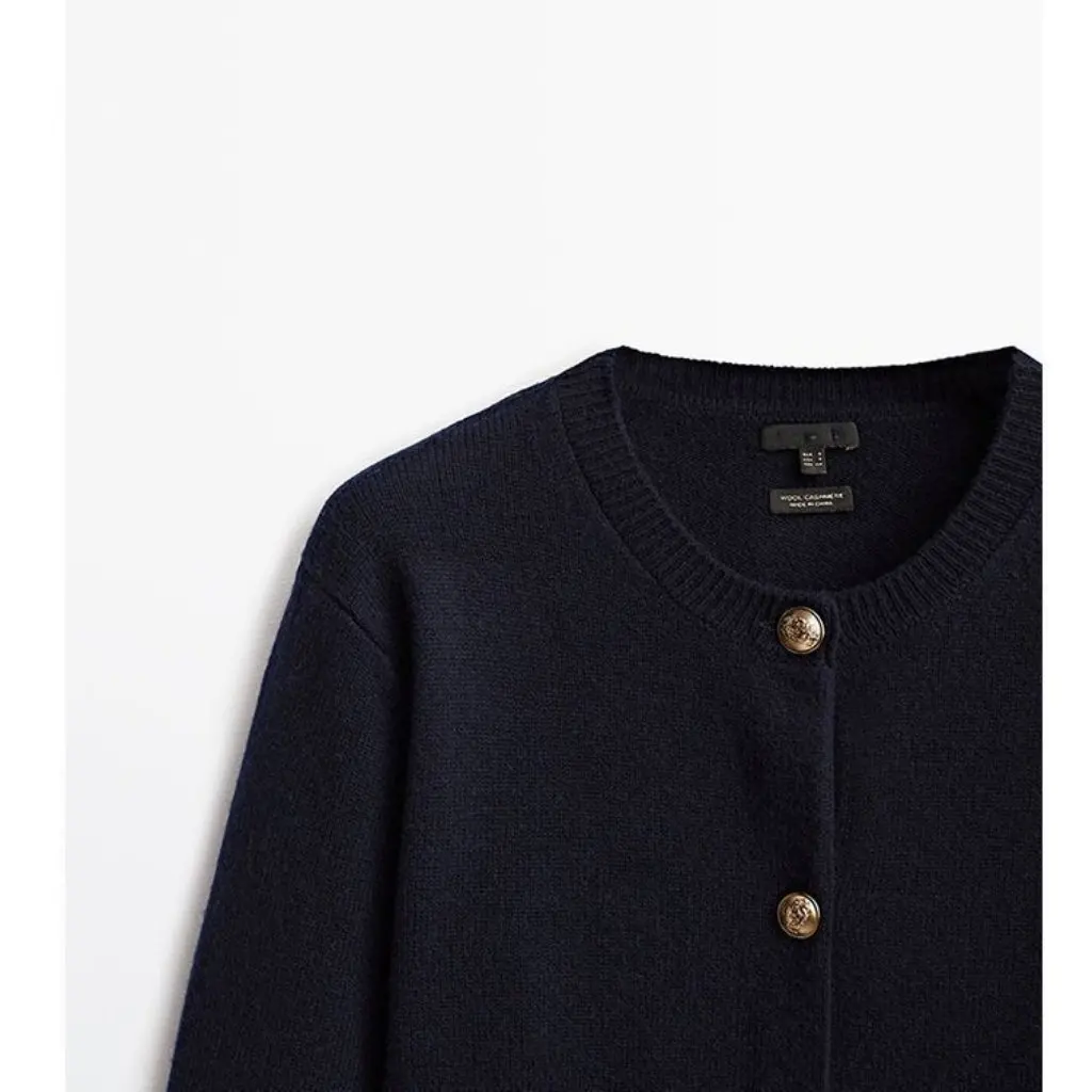 

Women's Knitted Button Decorated Casual Style Sweater Open Cardigan Autumn Cotton Knitwear Elegant Fashion