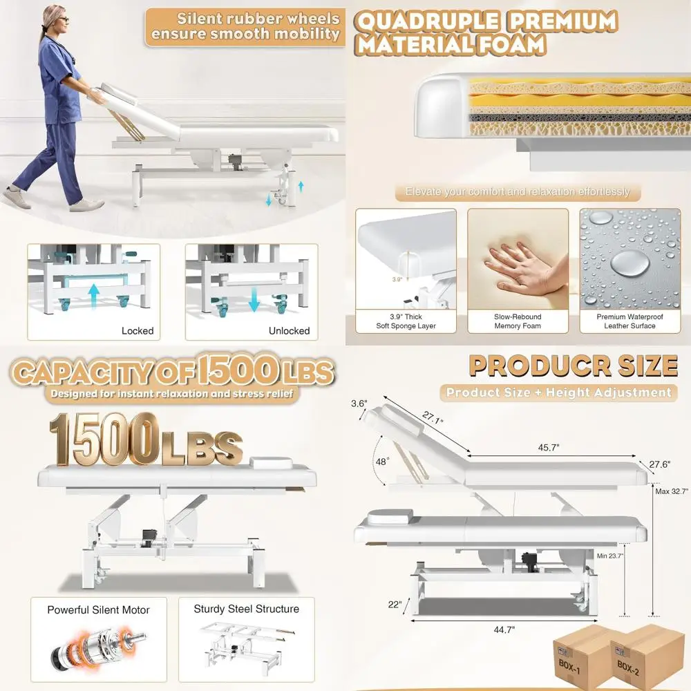 

Прочный белый массажный стол с регулируемой спинкой для косметологов, для депиляции и других процедур