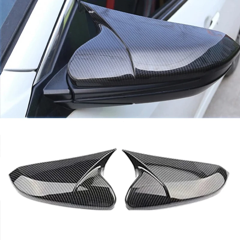 

2 шт. чехлы на боковые зеркала в стиле рога для Honda Civic 10th 2016-2020, АБС-пластик из углеродного волокна, внешние аксессуары для автомобиля