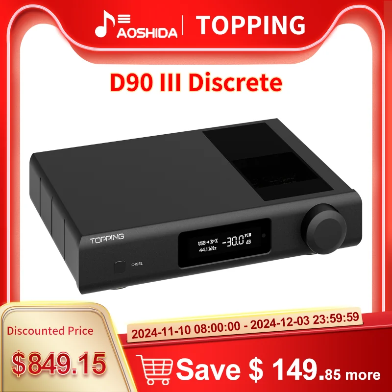 Полноразмерный Hi-Fi ЦАП TOPPING D90 III, ЦАП PCM768, DSD512, BT5.1, поддержка LDAC с функцией управления Remore, декодер высокого разрешения Полноразмерный Hi-Fi ЦАП TOPPING D90 III, ЦАП PCM768, DSD512, BT5.1, поддержка LDAC с функцией управления Remore, декодер высокого разрешения