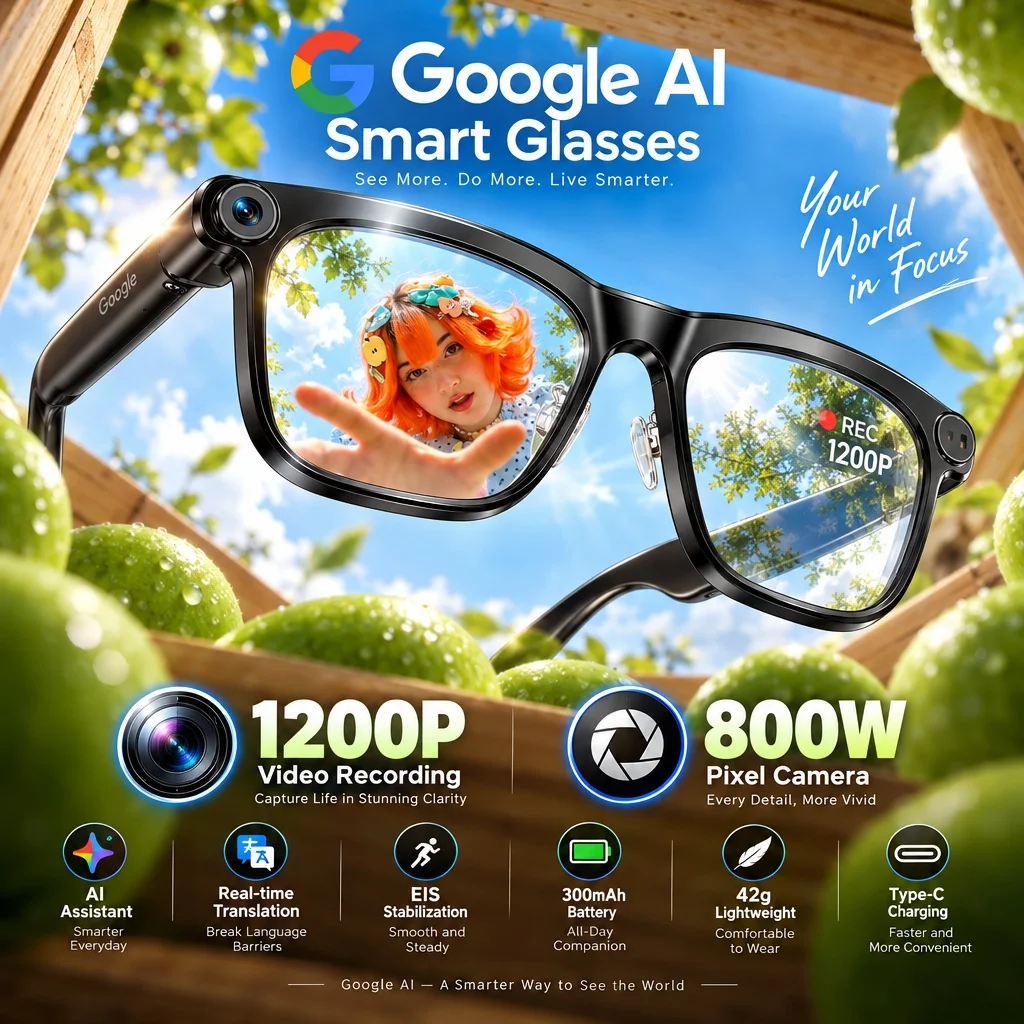 2026 New AI Translation Glasses 8MP HD Camera Voice Recording AI Voice Bluetooth Sunglasses Dual-mic Call Music Player Glasses