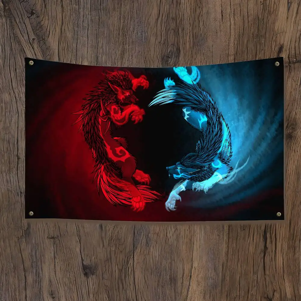 Modern Chinese Koi Tai Chi Yin Yang Flag Banners Garage Car Tapestry Flag Garage Outdoor Decor Bedroom