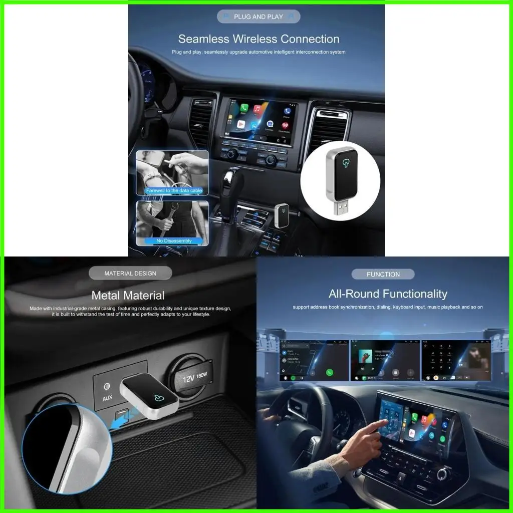 

Type C to Wireless Car Dongle Adapter, Fast Auto Pairing, With 0 Latency