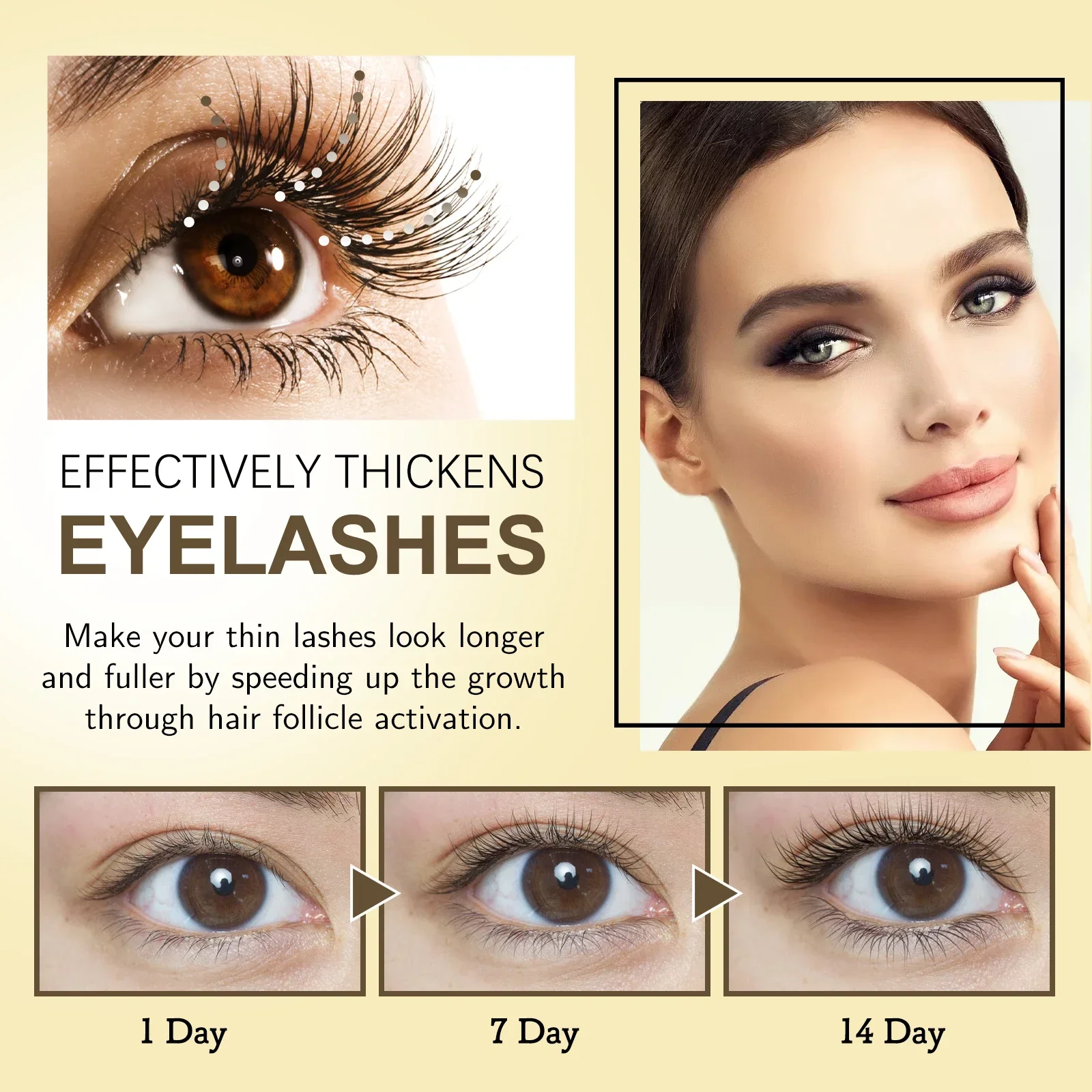 3PCS Eyelash Growth Serum สวย Rich เรียวยาว Moisturizing ยาว Mild Curling Eyelash คิ้วมาสคาร่าแบบพกพา