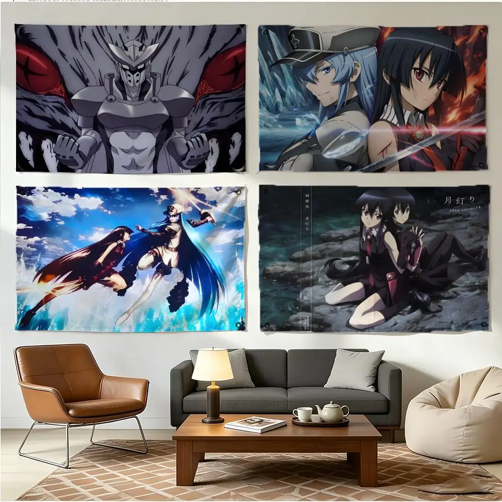 Anime Darkfantasy Akame Ga Kill! Flags Four Ring Borderless Art Decor Indoor Outdoor Use Simple Hang And Install