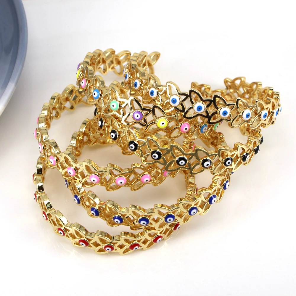 

5PCS, New Butterfly Evil Eye Cuff Bracelet For Women Fashion Open Bangle Luxury Jewelry Gift Accessories