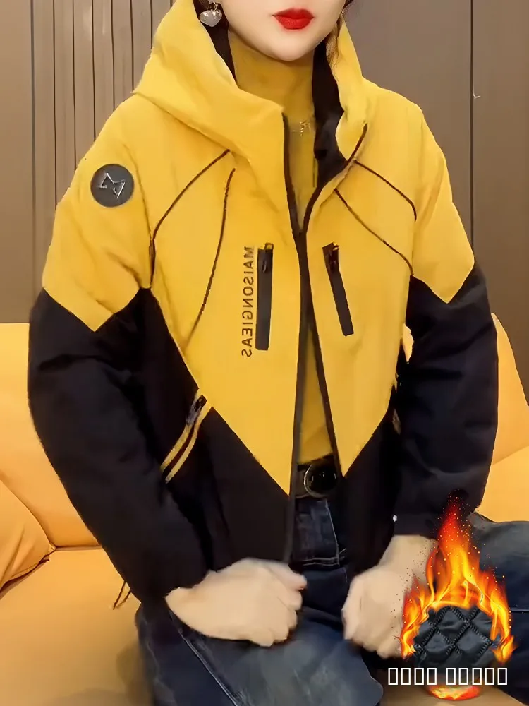 2026 hiver nouveau Faion décontracté ort Jaet femmes ample coton Thiened tout-Match coupe-vent haut fermeture à glissière couleur