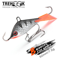 TREHOOK Premium Winter Fishing Lures 50mm 7.5g Balancers For Pike Ice Fishing Jigs Sinking Wobbler Crankbait Swim Hard Baits