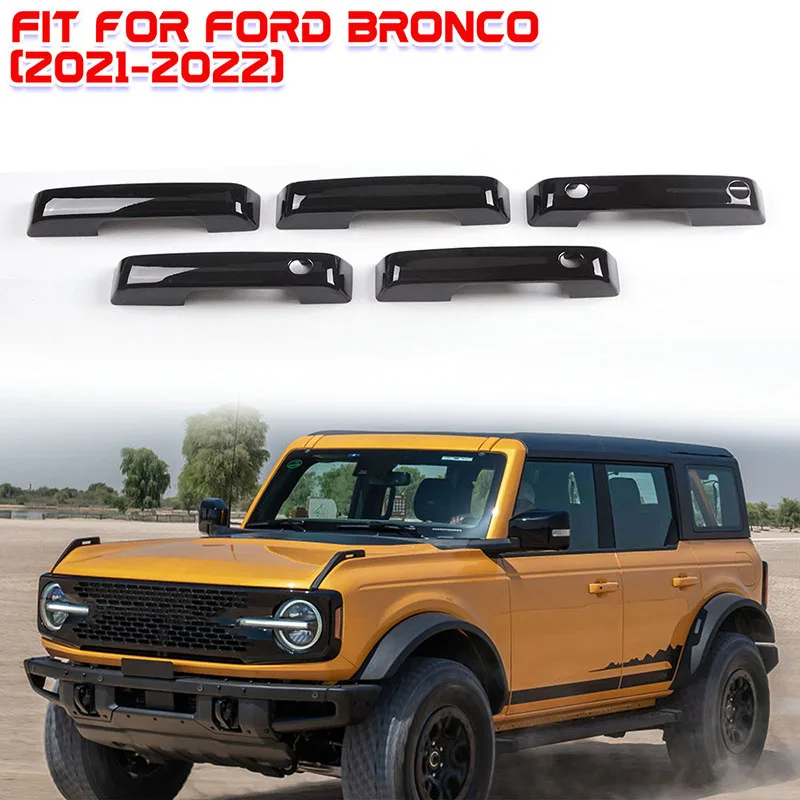 

Rhyming Car Door Handle Cover Sticker Trims Scratch Protector Fit For Ford Bronco 2021 2022 4Door Auto Decor Modified Parts 5pcs