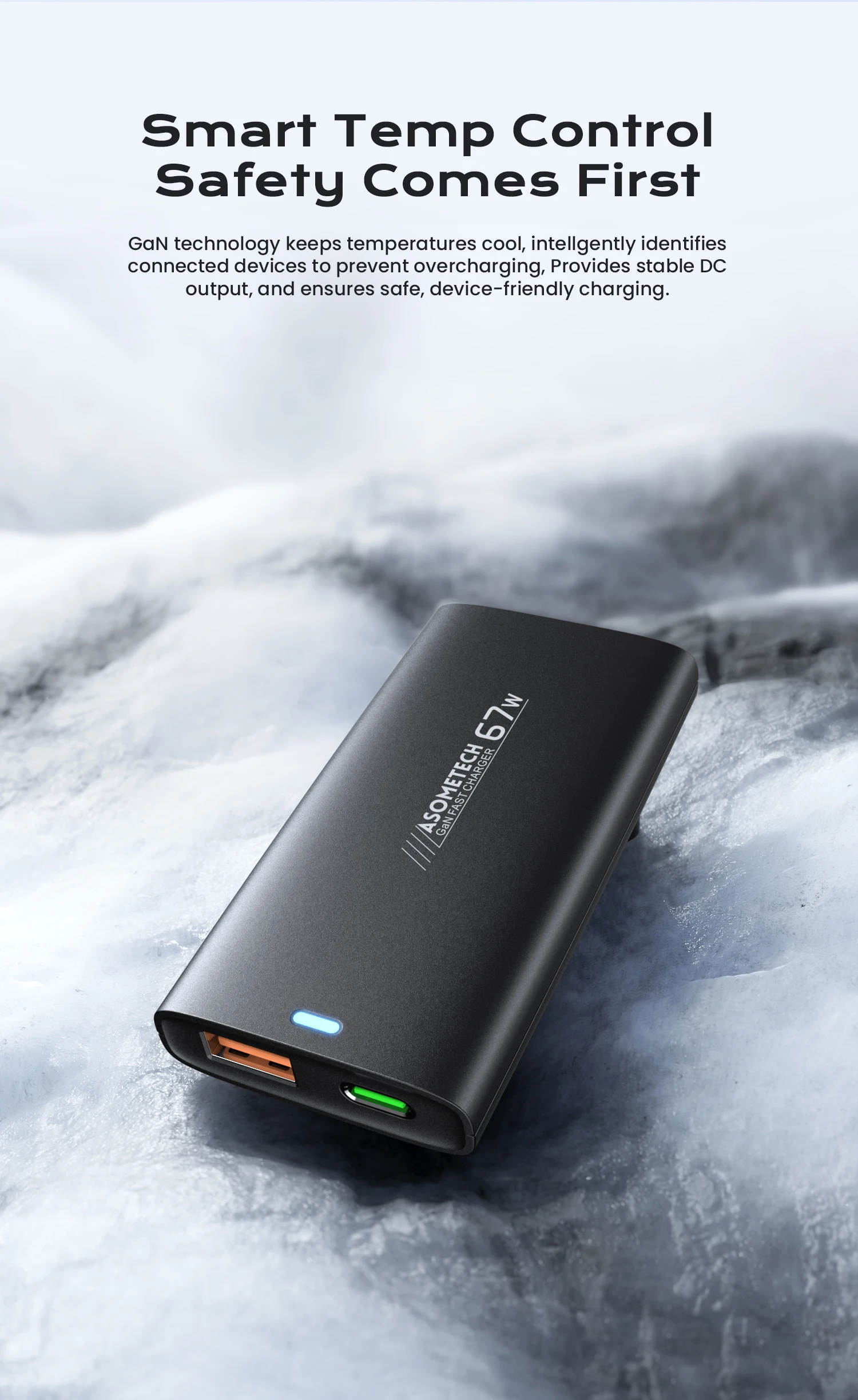 67W GaN USB-C-Ladegerät, schnelles Laden 4.0, PD3.0, PPS, tragbares, ultradünnes Typ-C-Ladegerät für iPhone, Samsung, Macbook, Laptop – Detail 9