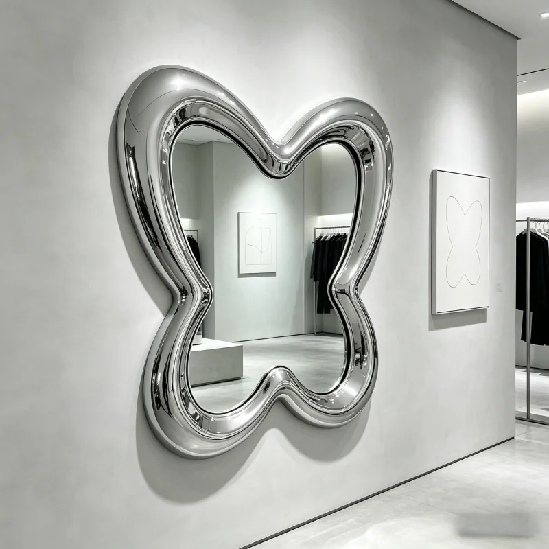 

Stainless Steel Butterfly Mirror Home Villa Shop Hotel Decorative Reflective Metal Art Wall Decor for Interior Design