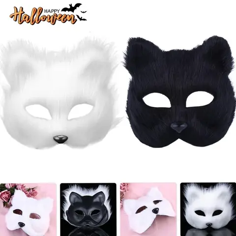 Halloween Cosplay Festa di Carnevale Maschera a forma di volpe Pellicce finte Animale peloso Maschera per capelli di gatto Copricapo in maschera Giocattoli d'imitazione