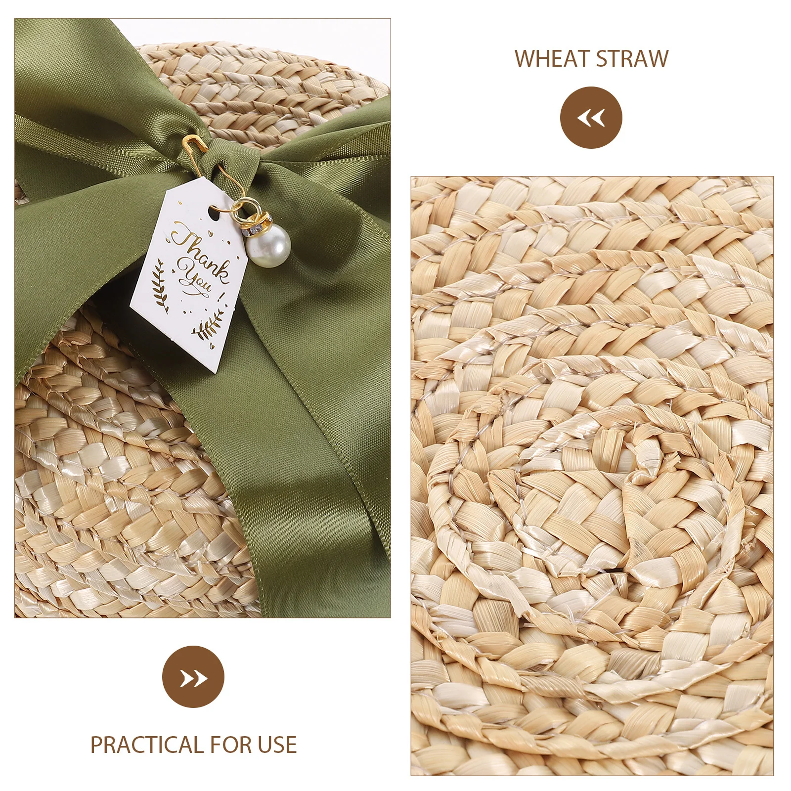 

1Set Vintage Rustic Woven Gift Box Natural Straw Storage Basket Round Handwoven Flower Basket Decorative Organizer for Home Gift