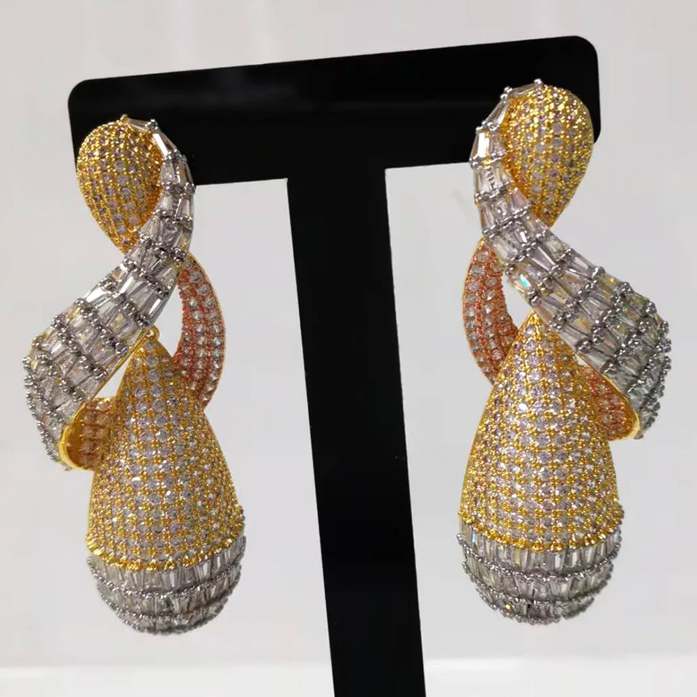 

Missvikki Luxury Handmade Drop Dangle Earrings Shiny Cubic Zircon Fashion Earrings For Women Bridal Wedding Party Accessories