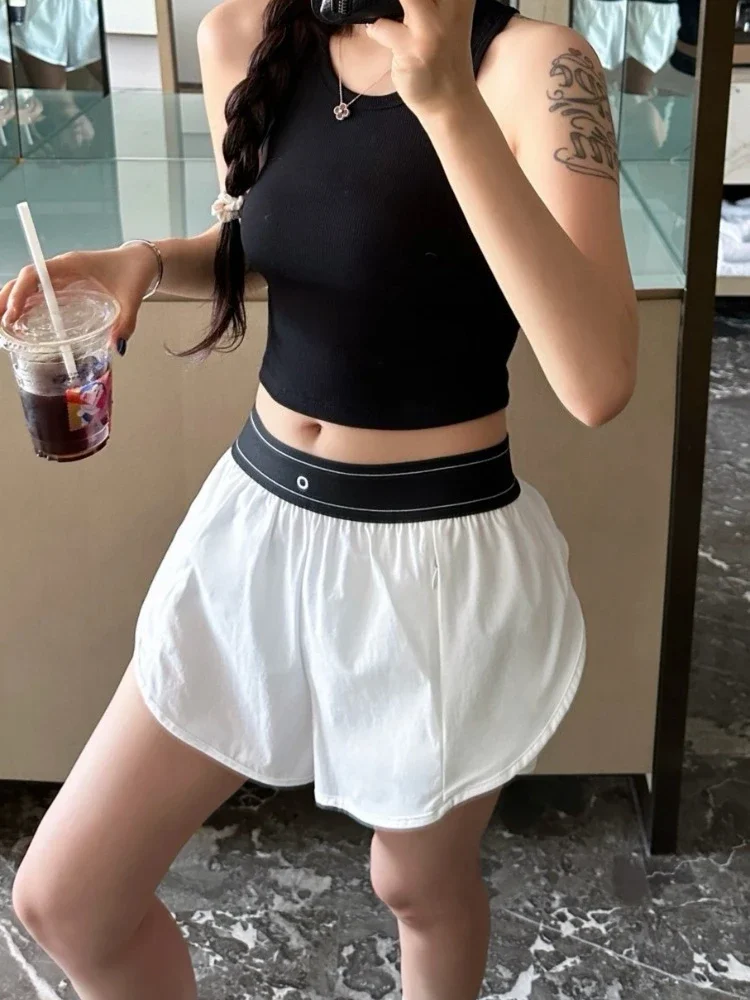 Sports Shorts for Women Casual Loose Quick-dry Breathable Black Shorts Running Fitness Elastic Waist Wide Leg Shorts for Women