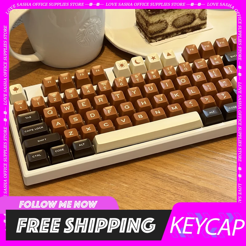 Gmk Rich Coffee Mechanical Keyboard Keycaps 173keys Sa Customized Accessories For Keyboard Cute Keycaps office Desktop Gift