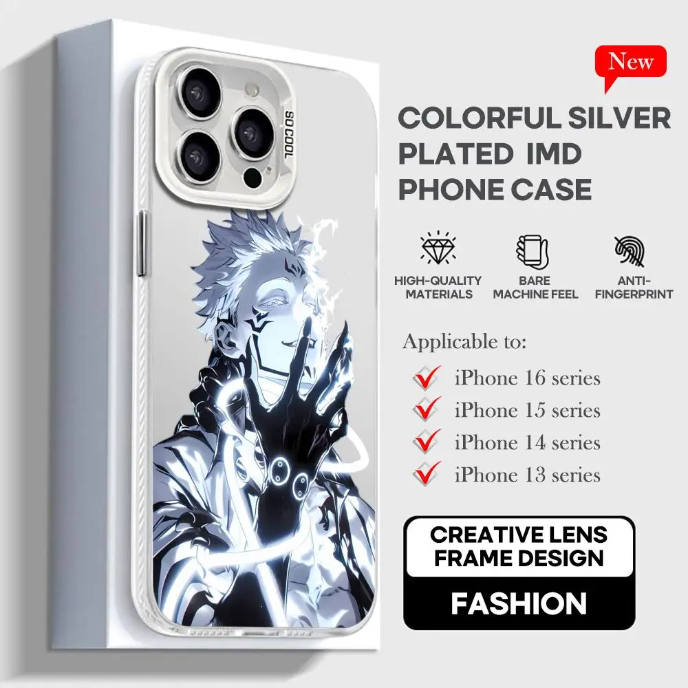 Чехол для телефона Jujutsu Kaisen Ryomen Sukuna, белый, цветной, серебристый, подходит для iPhone 16, 15, 14, 13, 12, 11 XS Pro Max