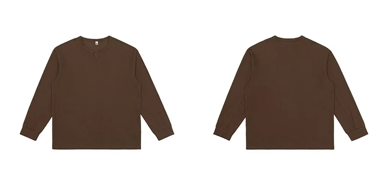 PFNW Versatile Solid Color Casual Base Shirt Men's V Neck Textured Long Sleeve T Shirt 2026 Autumn New Tide 28L3528
