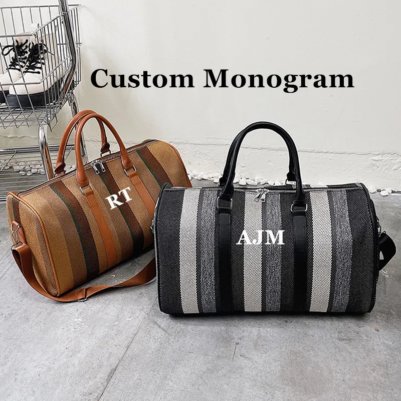 

Monogrammed Сумка-тоут для подружки невесты, женская сумка-тоут в полоску, Женская Холщовая Сумка-тоут