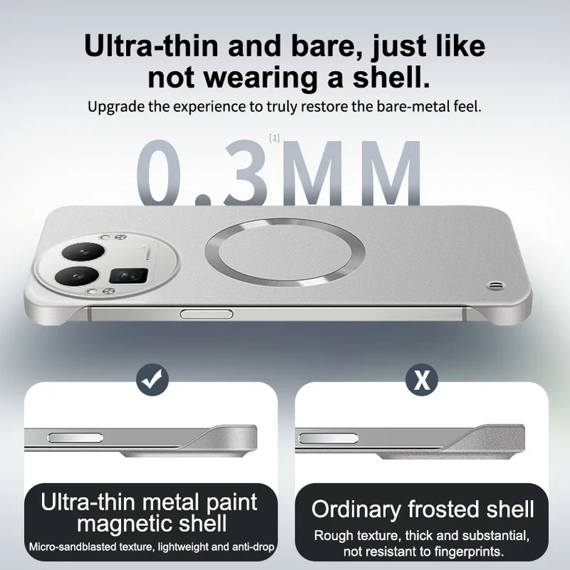 Für Realme GT8 Pro Ultradünne Metallische Rahmenlose Hartschalen-PC-Hülle für Realme GT 8 Pro Magnetisch für Magsafe Schutzabdeckung – Detail 3
