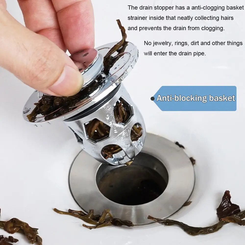 

Steel Bath Stopper Shower Sink Strainer Hair Catcher Basin Spring Core Basin Drain Filter Pop-Up Bounce Core Bathroom Sink Plug