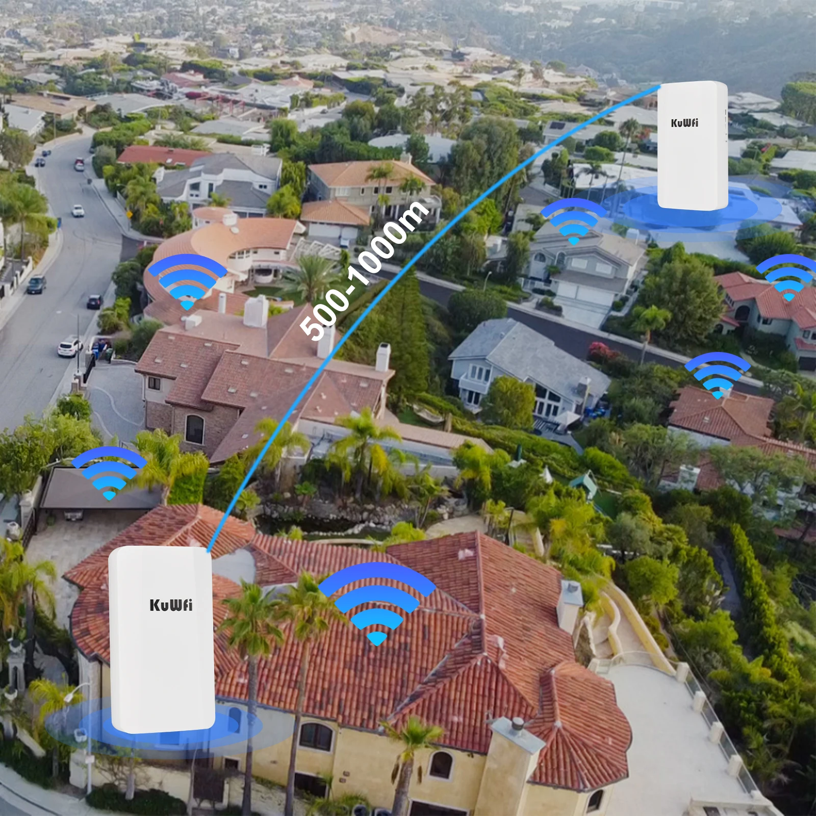 KuWFi 2,4 Ghz 300Mbps CPE puente extensor de señal WiFi inalámbrico para exteriores PTP hasta 1KM 24V POE AP modo repetidor para cámara IP