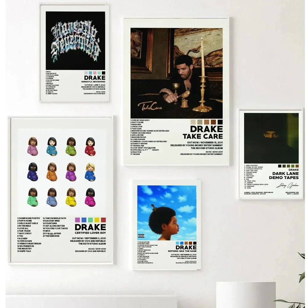 Póster de cubierta de álbum con certificado Drake, impresiones de música Rap, arte de pared, pintura, foto, regalo para habitación, decoración del hogar