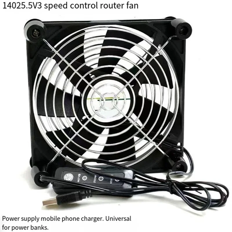 

A13E-140Mm USB Computer Cooling Fan 5V Portable Quiet Fan With 3 Adjustable Speeds 2800RPM High Performance For Electronics