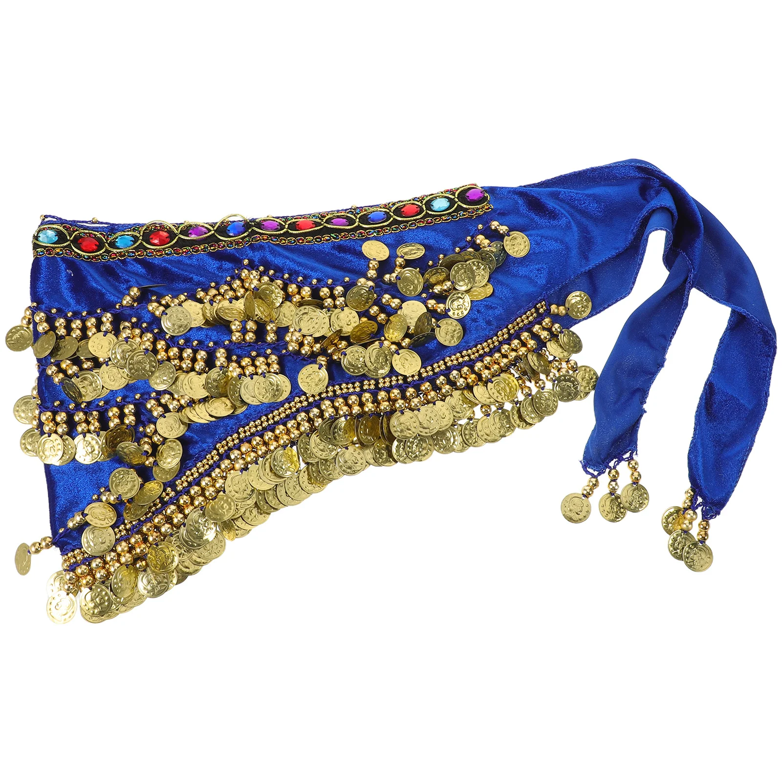 

Belly Dancer Scarf Skirt with Vibrant Metallic Coin Wrap Design Sequin Waist Chain Fringe Hip Scarf for Women Boho Dance Costume